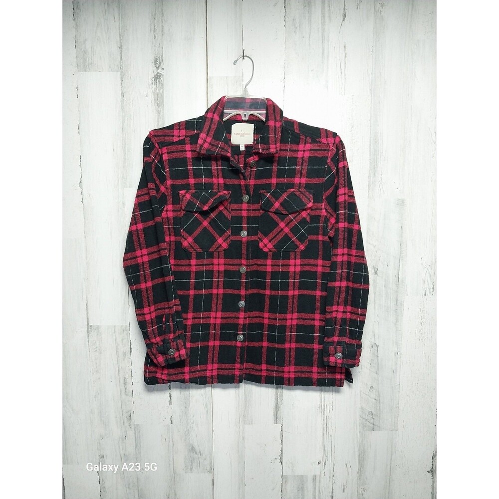 Casa Cabana Men's Medium Red Black Thick Flannel Button Up Shirt